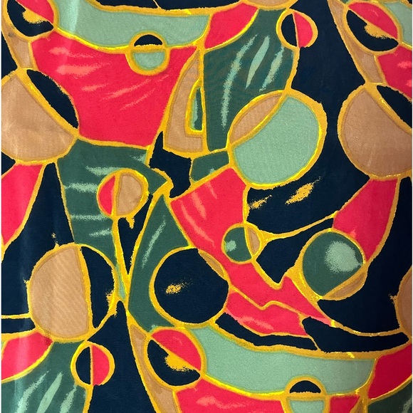 Gorgeous Spring / Summer Silk Scarf - 32.5 x 30”, Abstract Colour block Design - Picture 2 of 5